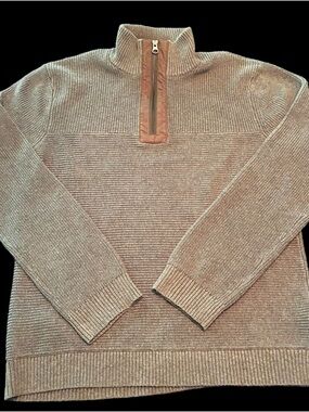Toad&Co Men's Emmit Quarter Zip Cotton Sweater, brown, medium